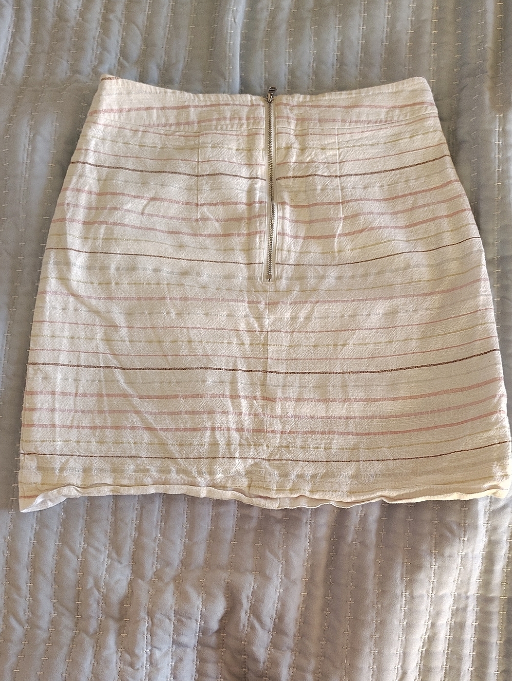 LOFT Cream Mini Skirt with Pink and Brown Stripes